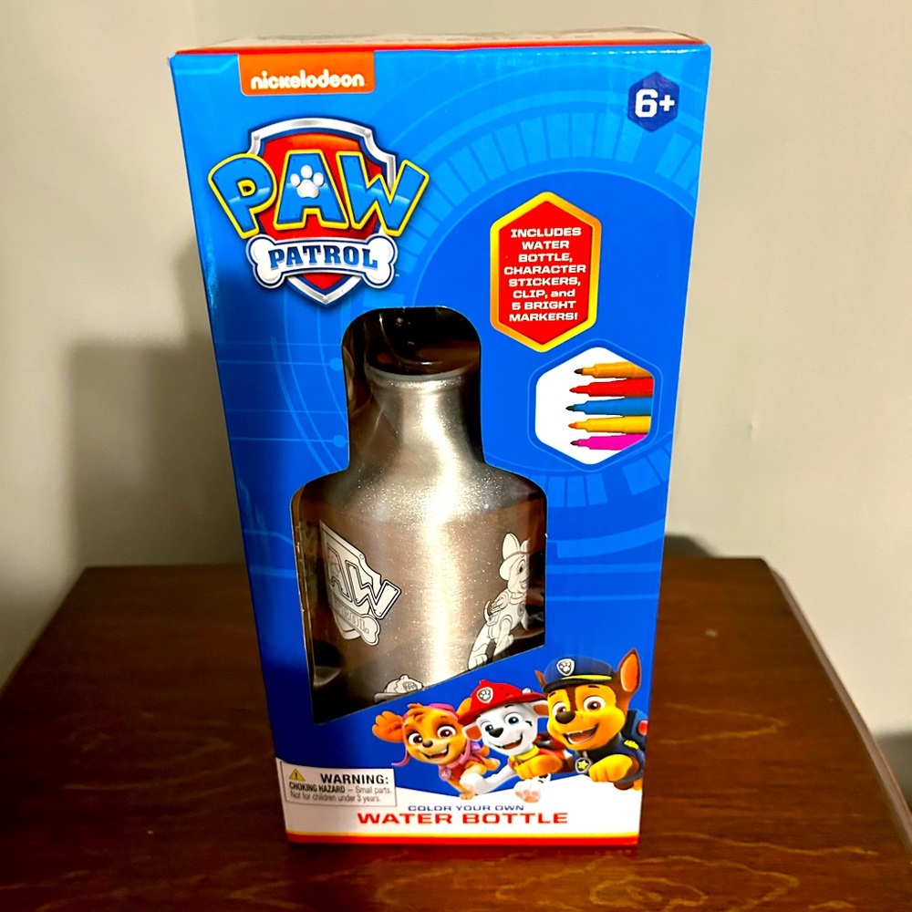 NWT Paw Patrol Color your Own water Bottle